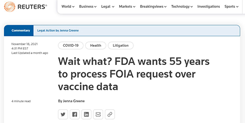 FDA Wants 55 Years to Release Vax Data